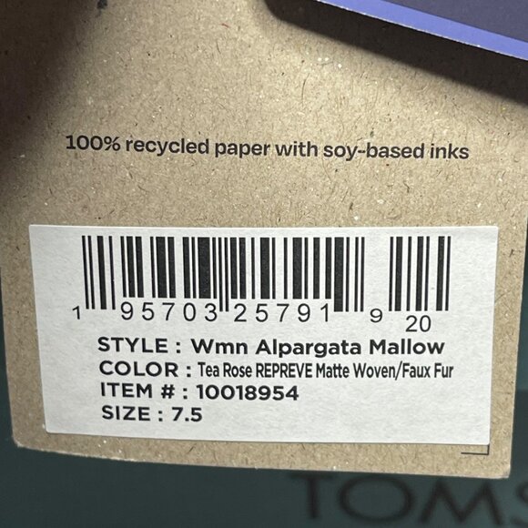 TOMS Alpargata Mallow Tea Rose Woven Slip-on Shoes Size 7.5 NEW In Box - Picture 3 of 7